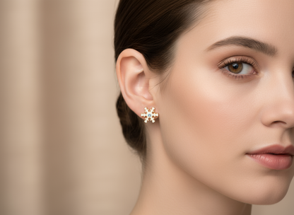 Pendientes botón con copo de nieve