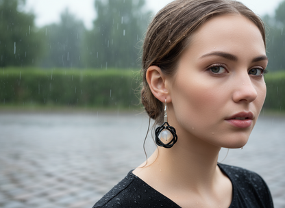 Pendientes ágata blanca y cuero