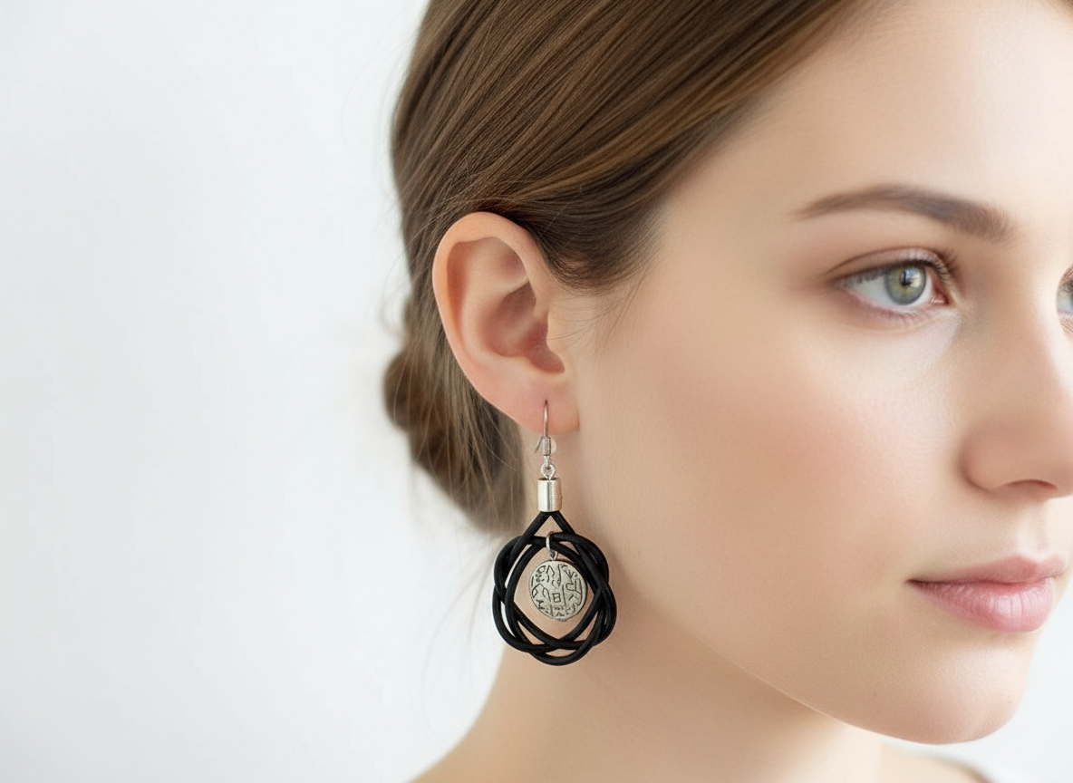 Boucles d'oreilles nœud celtique en cuir avec ornements ethniques