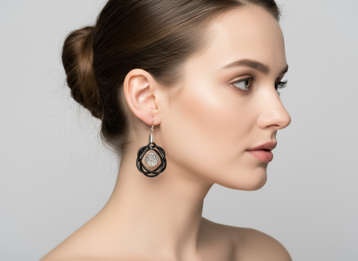 Boucles d'oreilles nœud celtique en cuir avec ornements ethniques
