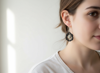 Pendientes con nudo celta de cuero y adornos étnicos