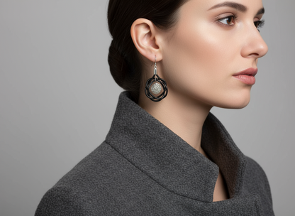 Pendientes con nudo celta de cuero y adornos étnicos