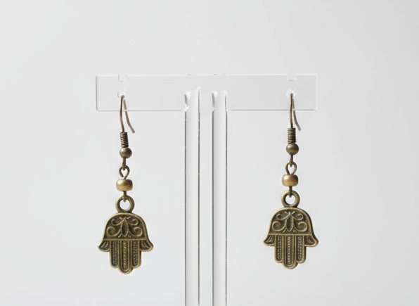 Earrings with hand of Fatima, Hamsa, boho style