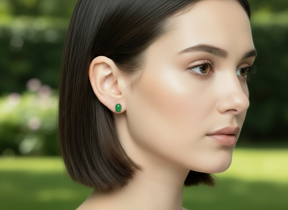 pendientes de botón de jade verde