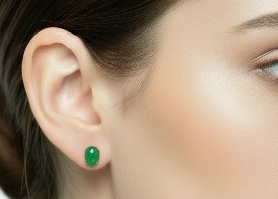 pendientes de botón de jade verde