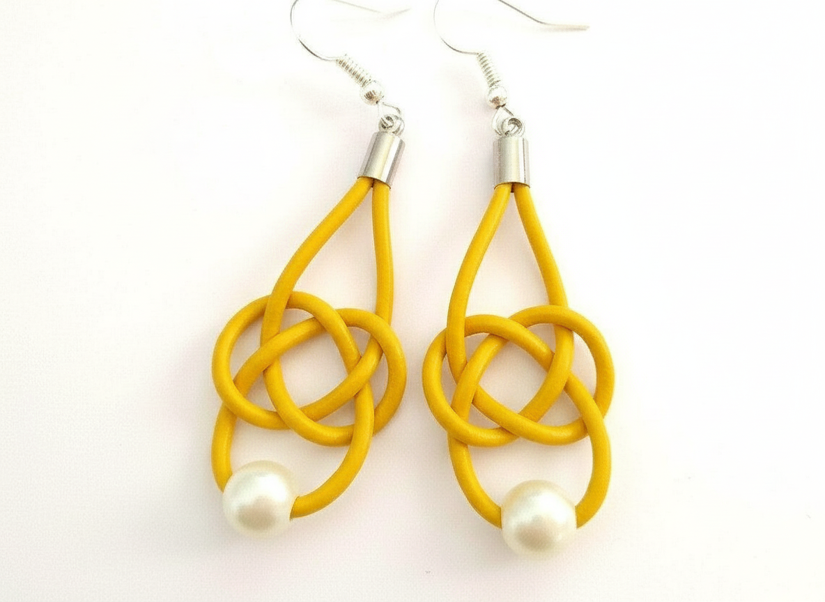 pendientes nudo infinito y perla