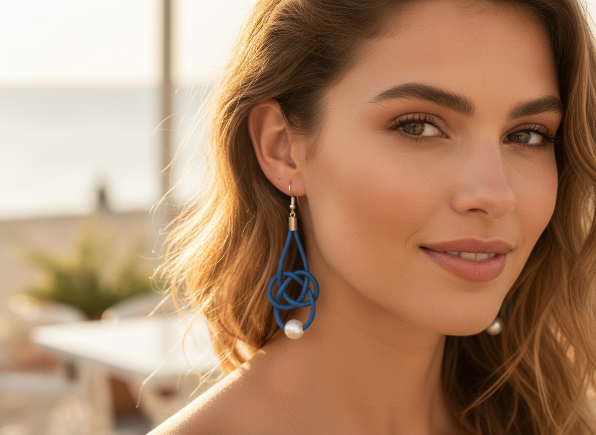 Leather infinity sailor knot earrings with silver or steel hooks