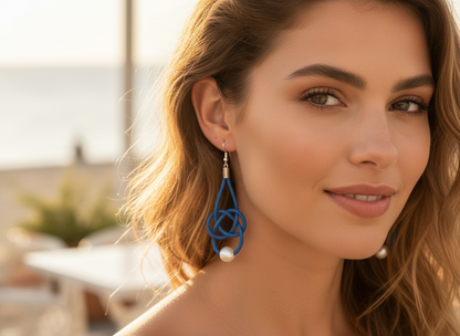 Leather infinity sailor knot earrings with silver or steel hooks