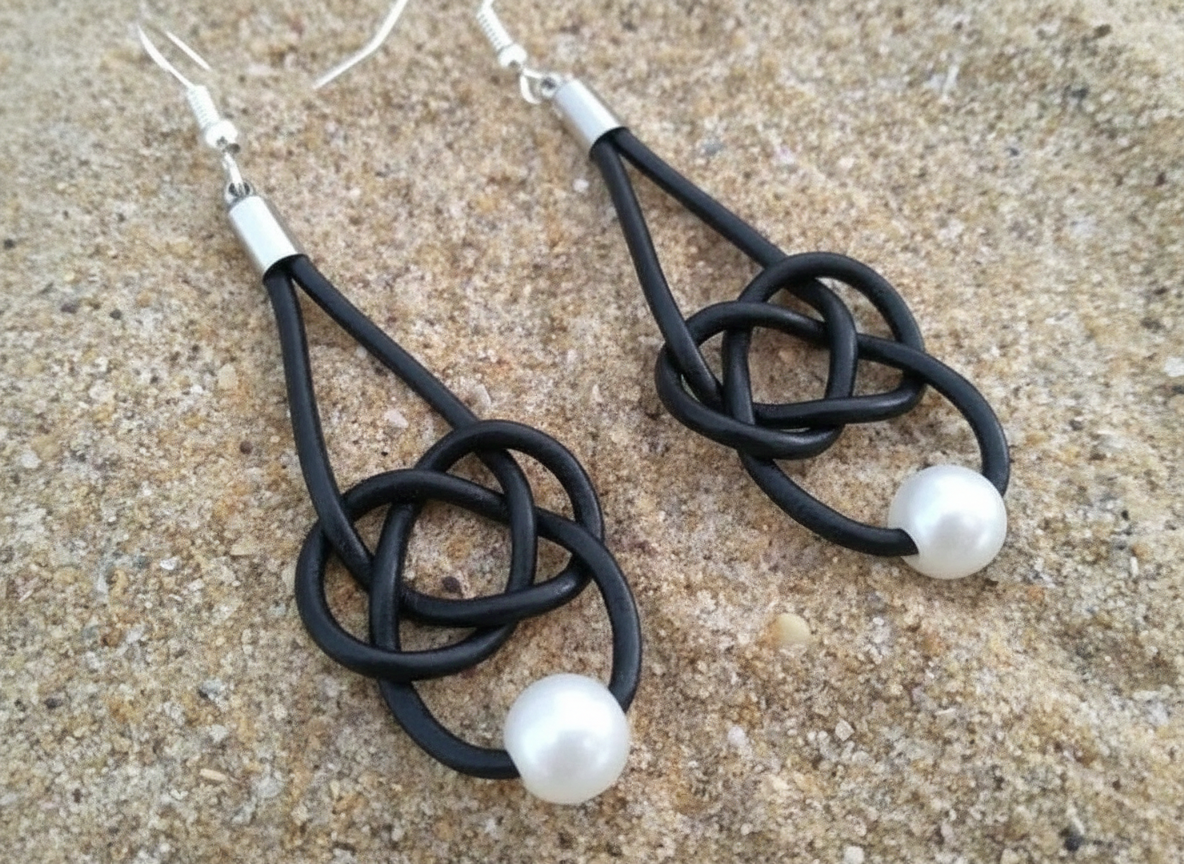 pendientes nudo infinito y perla