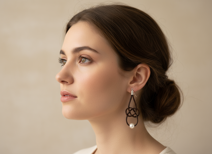 Leather infinity sailor knot earrings with silver or steel hooks