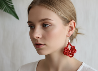 Pendientes de cuero nudo marinero azul