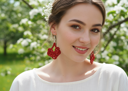 Pendientes de cuero nudo marinero azul