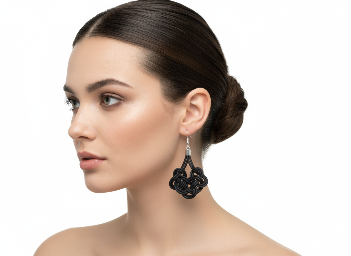 Leather and silver earrings with Irish Celtic knots.