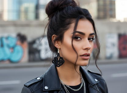 Pendientes de cuero nudo marinero azul