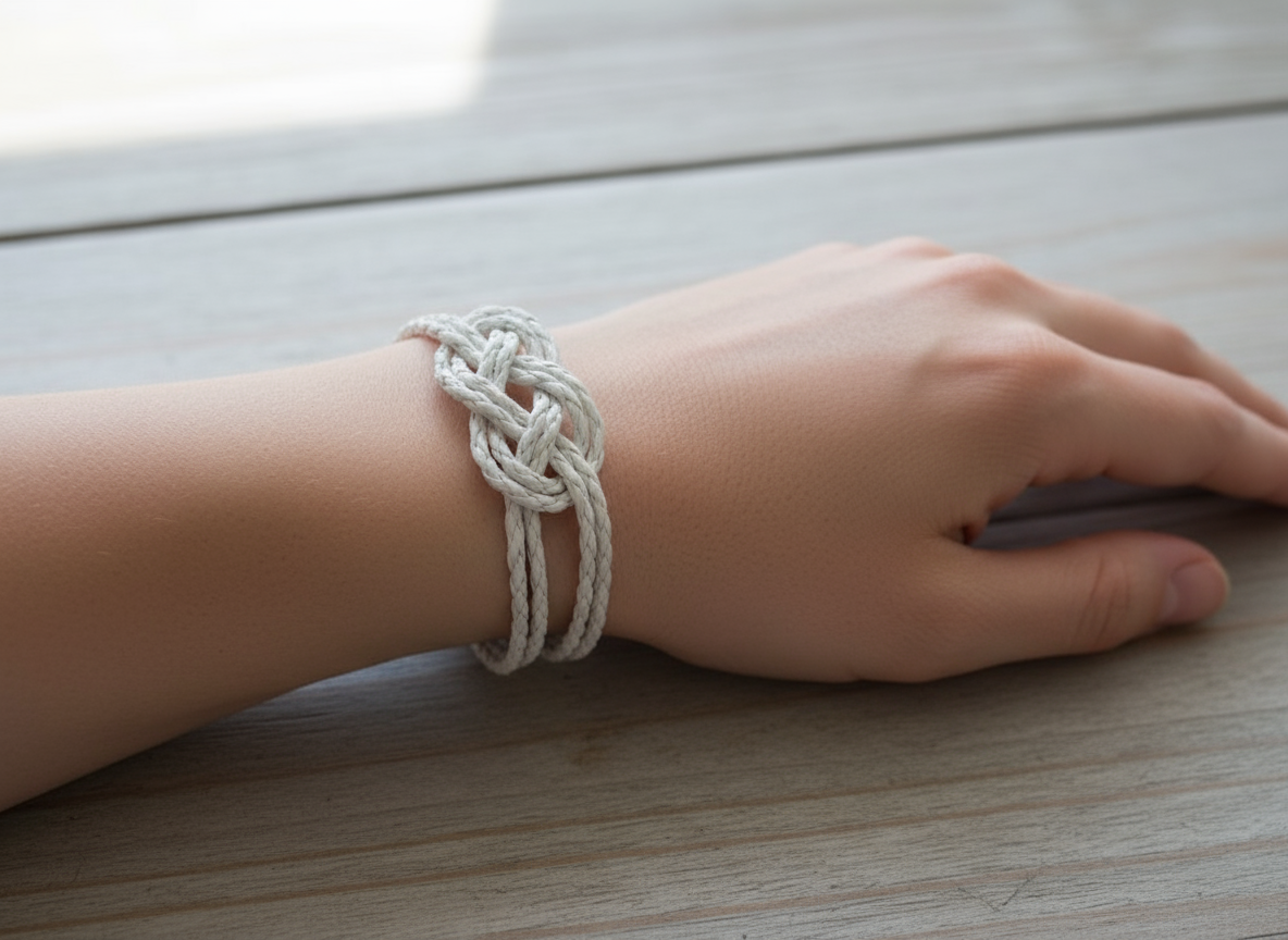 Bracelet blanc avec noeud marin infini