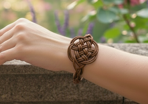 Pulsera de cuero rojo con nudo celta del amor eterno