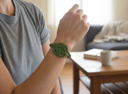 Pulsera de cuero rojo con nudo celta del amor eterno