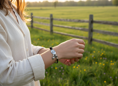 Bracelet bohème en cuir avec symbole de paix