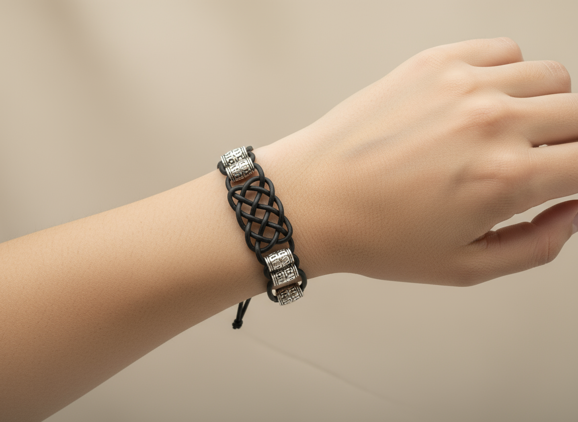 Pulsera de cuero con nudos trenzados para hombre y mujer