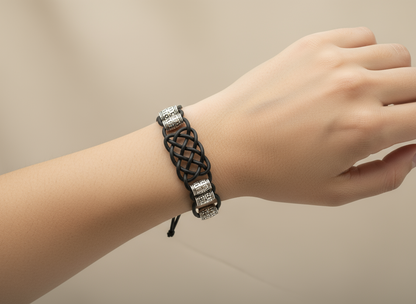 Pulsera de cuero con nudos trenzados para hombre y mujer