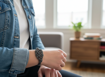 Bracelet en cuir tressé noeud celtique