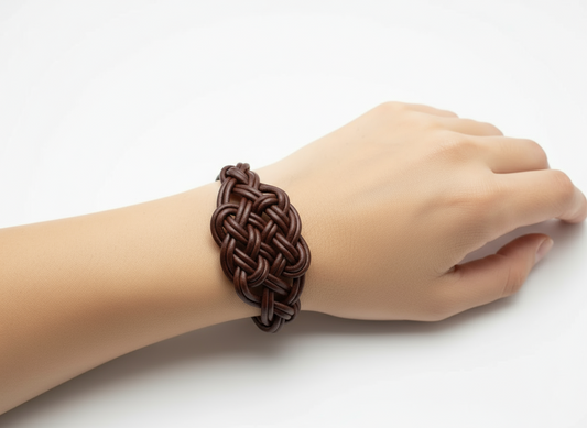 Bracelet en cuir tressé noeud celtique