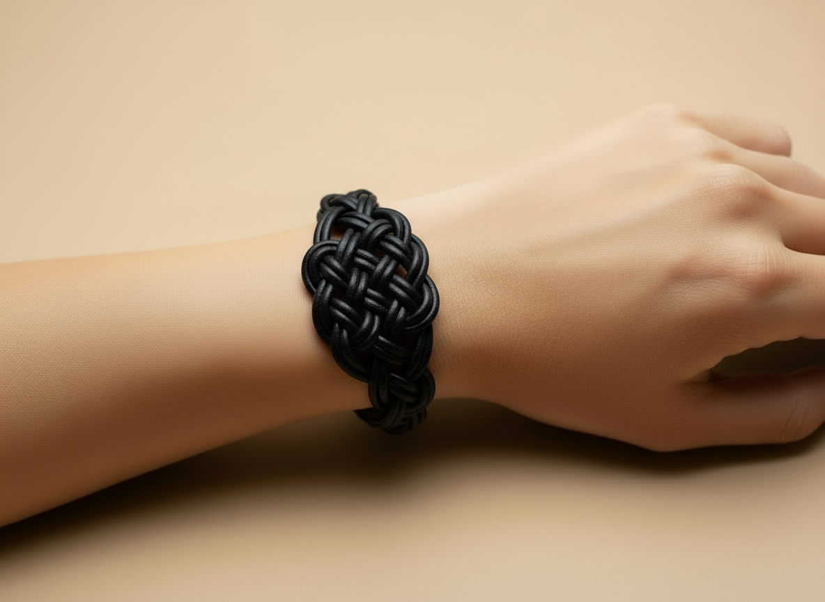 Pulsera de cuero trenzado con nudo celta