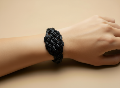 Pulsera de cuero trenzado con nudo celta