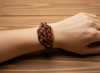 Pulsera de cuero trenzado con nudo celta