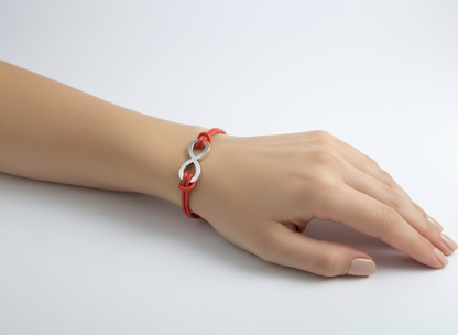 Green mother-of-pearl and brown leather bracelet for women