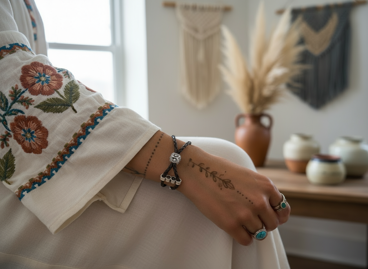 Bracelet en cuir tressé Lucky Owl