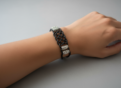 Bracelet en cuir avec nœuds tressés pour homme et femme