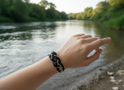 Pulsera unisex de cuero con nudo infinito