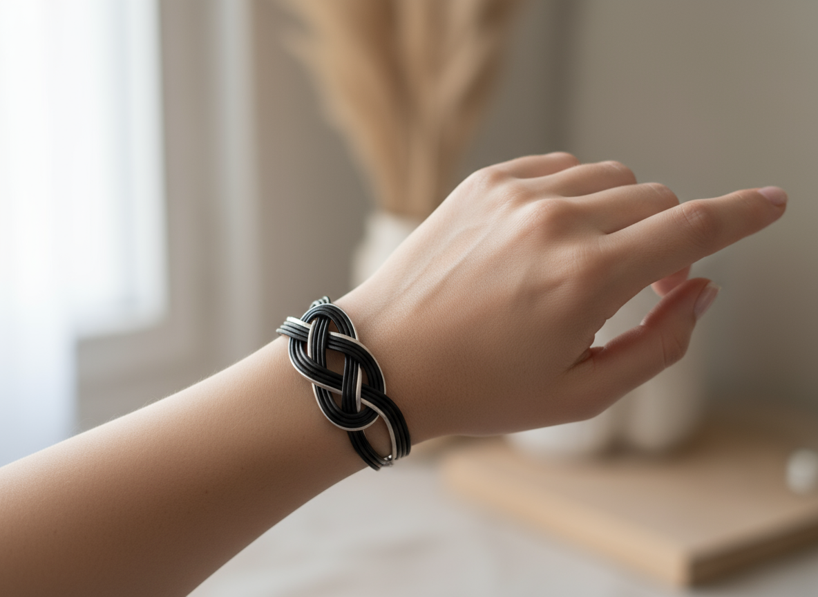 Bracelet unisexe en cuir avec nœud infini