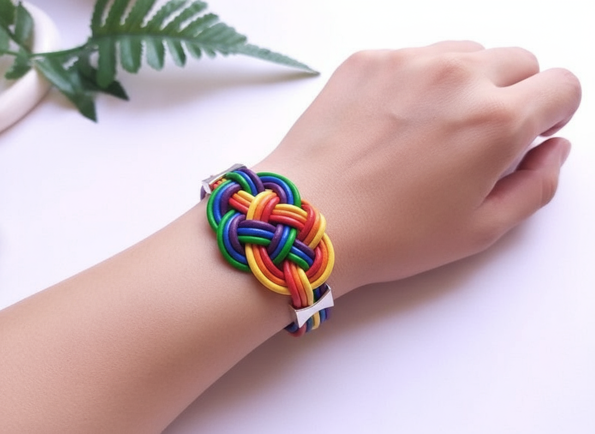 Pulsera de cuero multicolor