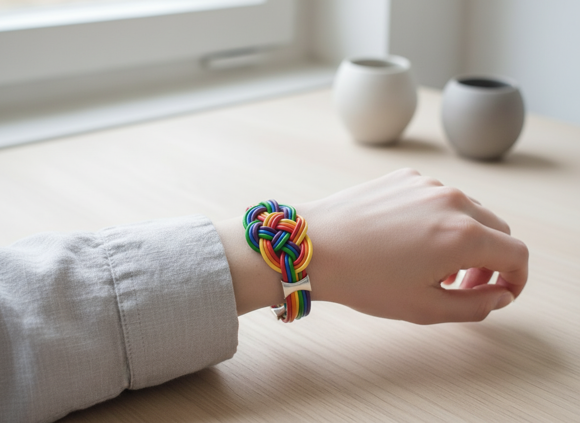 Pulsera de cuero multicolor