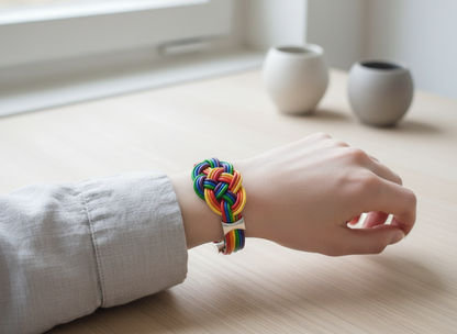 Pulsera de cuero multicolor