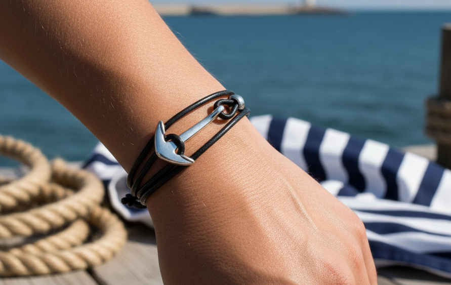 pulsera estilo marinero con ancla