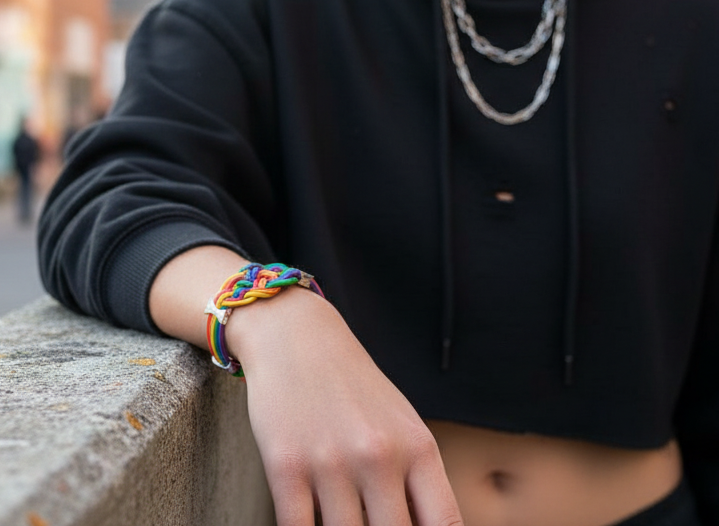 Pulsera de cuero multicolor