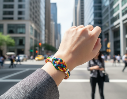 Pulsera de cuero multicolor