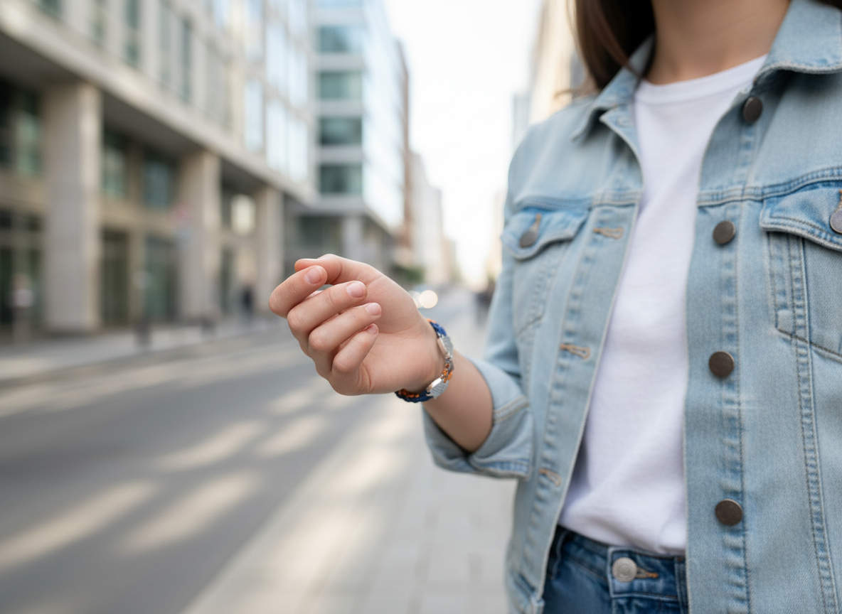 Braided sailor style bracelet in nautical blue with fish clasp