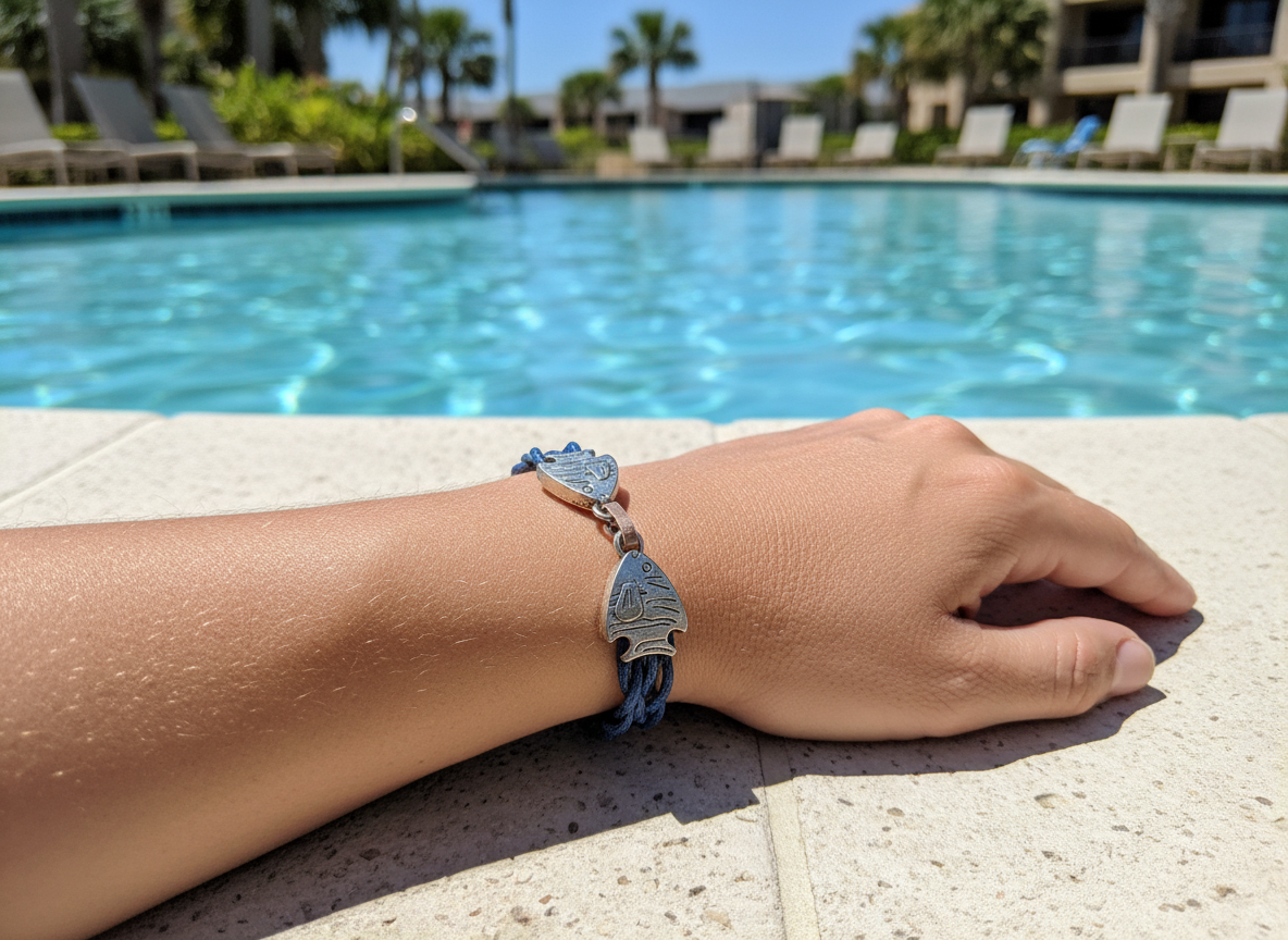 Braided sailor style bracelet in nautical blue with fish clasp