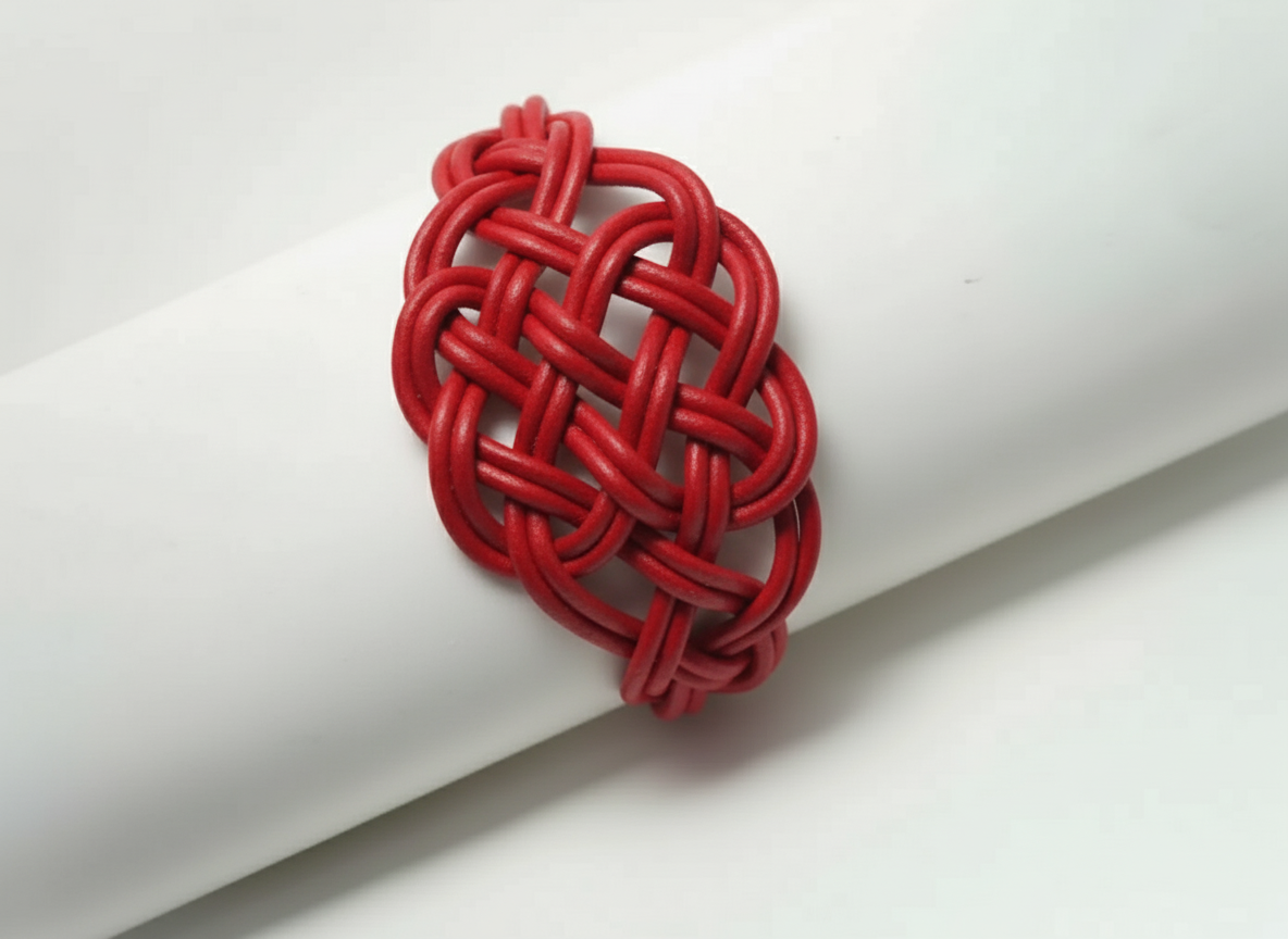 Bracelet en cuir tressé noeud celtique