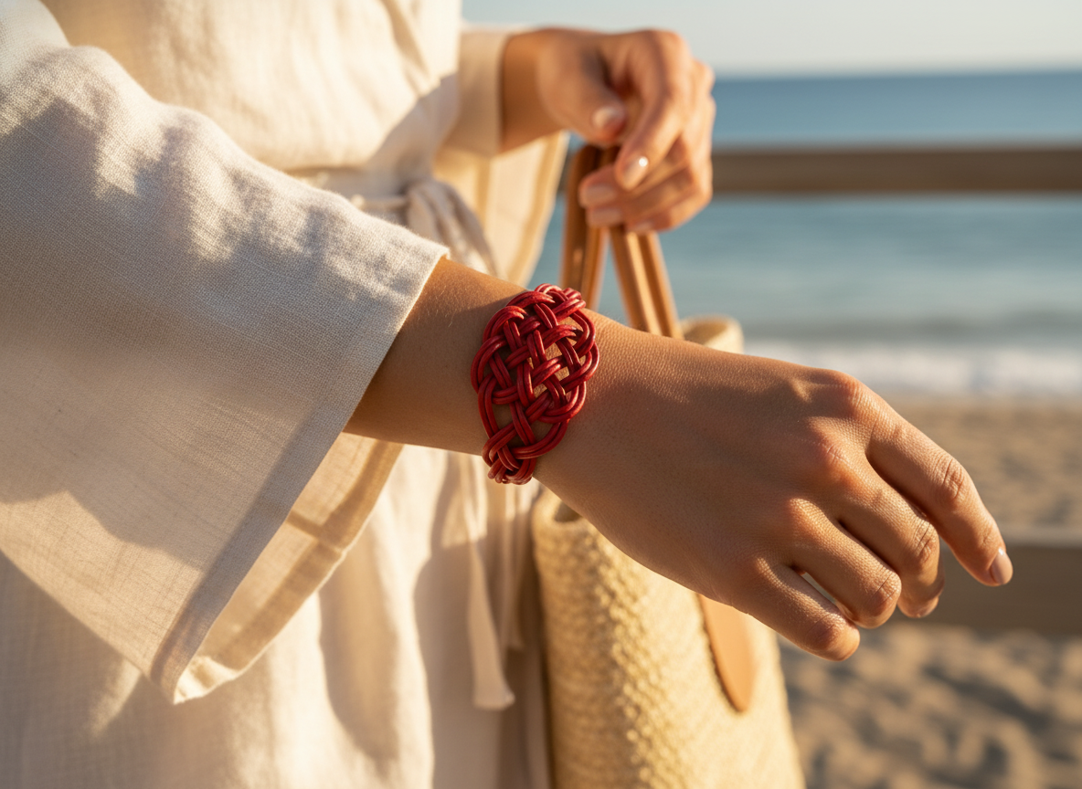 Bracelet en cuir tressé noeud celtique