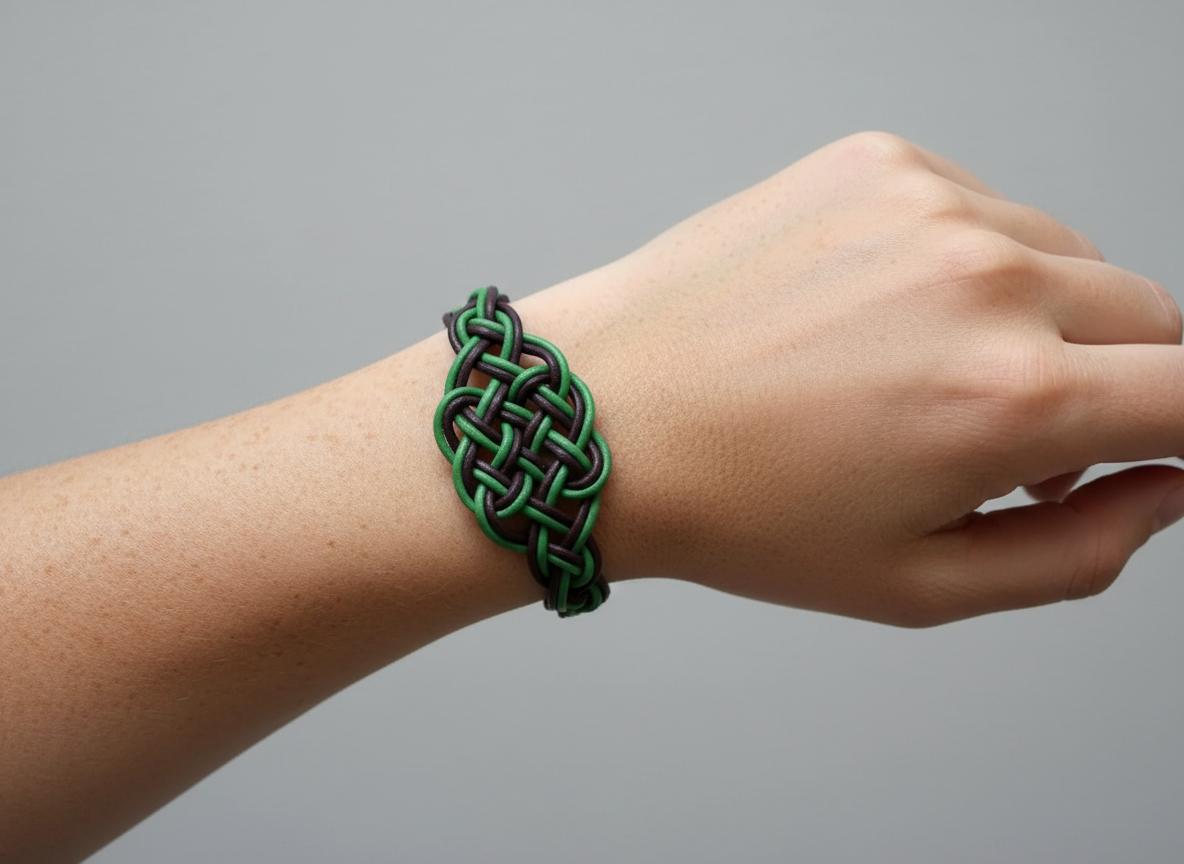 Pulsera de cuero trenzado con nudo celta