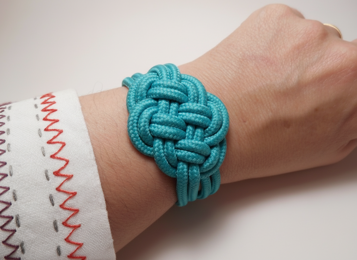 Pulsera con nudo marinero azul estilo náutico