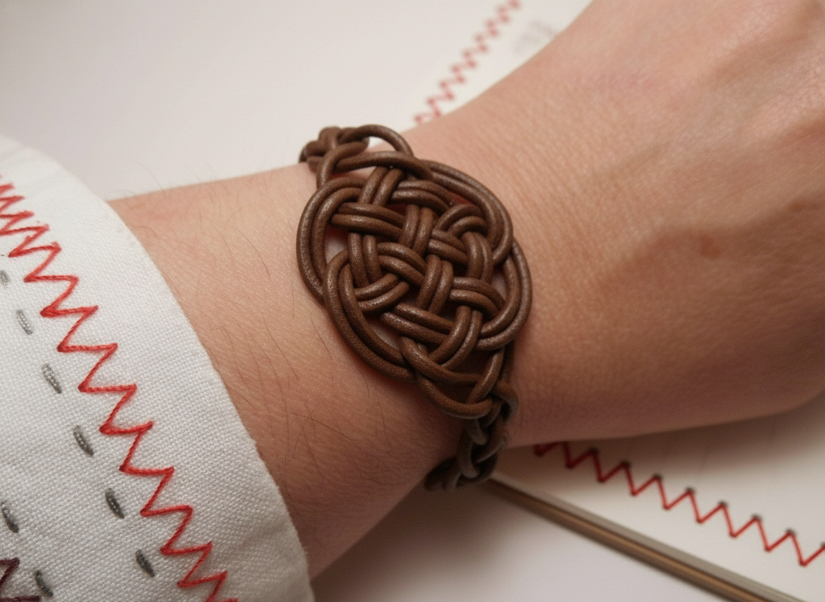 Pulsera de cuero con nudo celta del amor eterno
