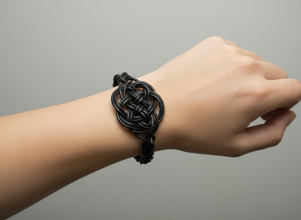 Bracelet en cuir pour couple avec noeud d'amour éternel