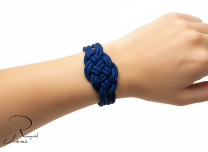 Bracelet nœud marin bleu style nautique