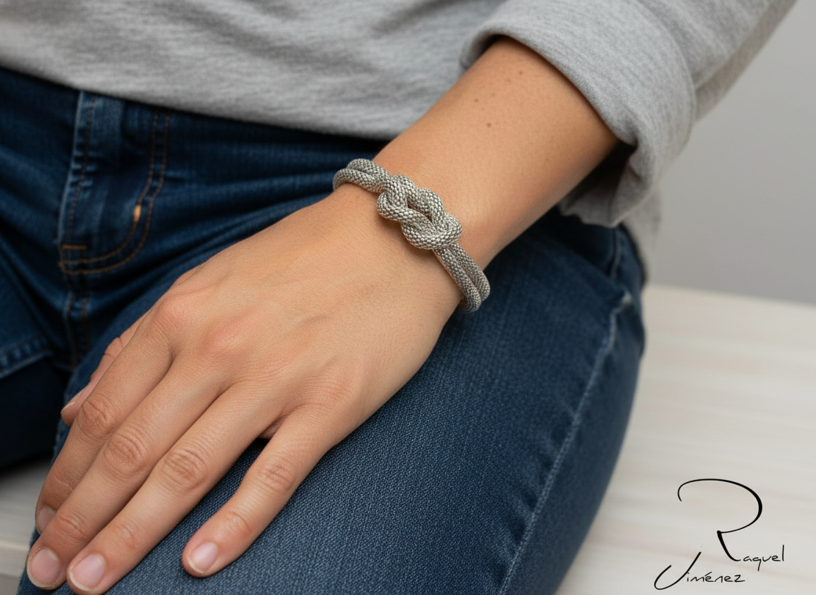 Bracelet tressé avec noeud marin.